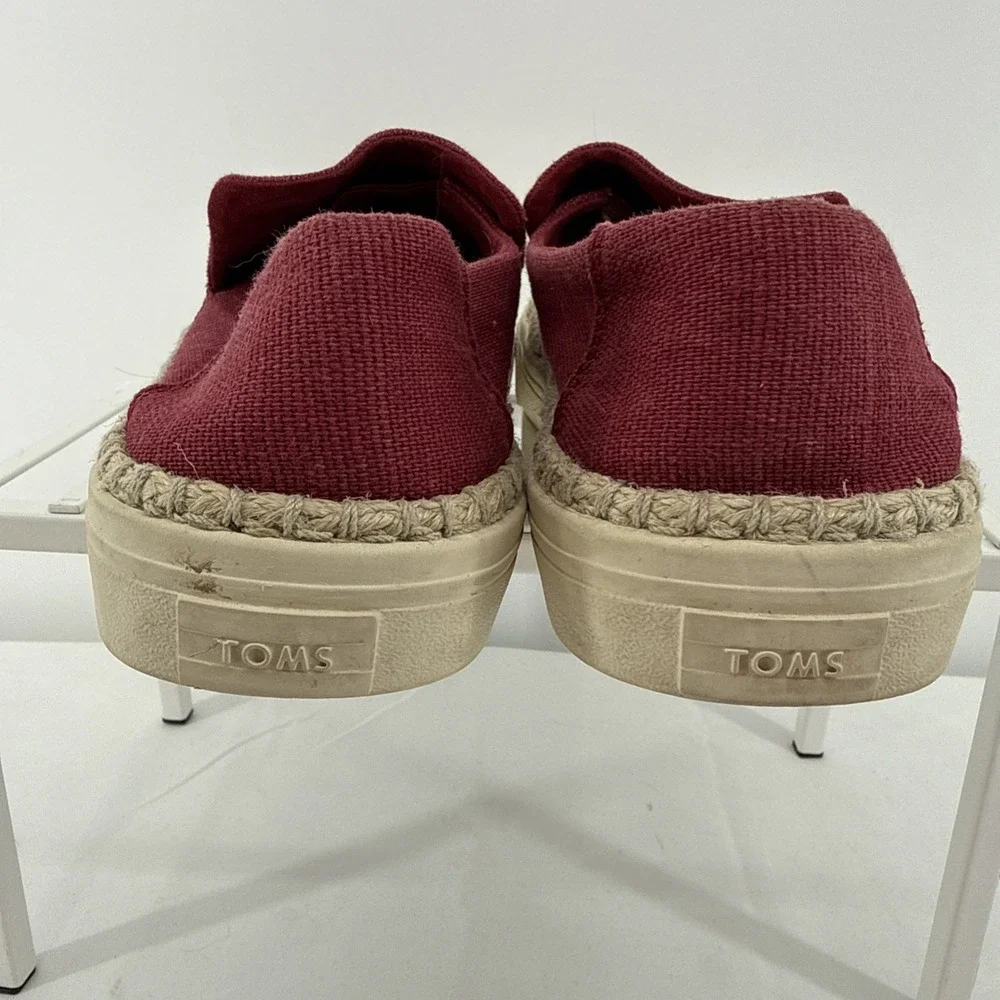 TOMS Women's Valencia Platform Espadrille Red Flats Casual SZ 9.5 Casual Preppy